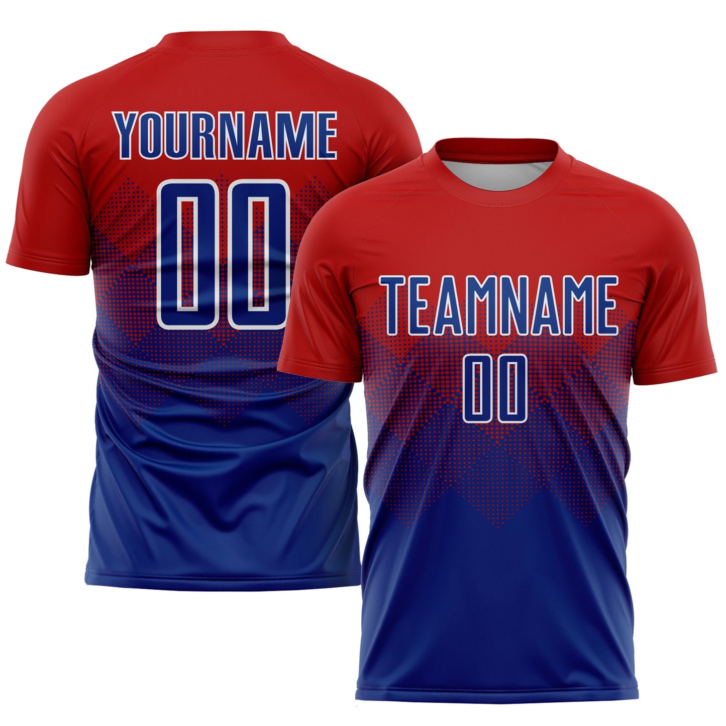 Custom Red Royal-White Sublimation Soccer Uniform Jersey - Main View