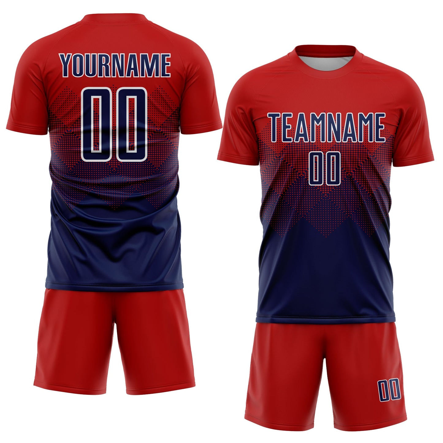 Custom Red Navy-White Sublimation Soccer Uniform Jersey view 2