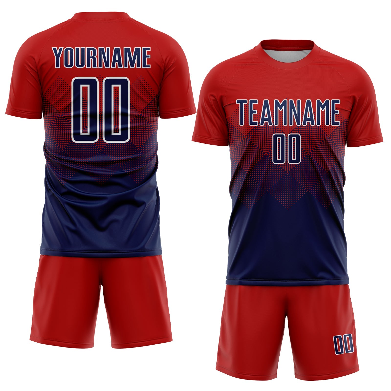 Custom Red Navy-White Sublimation Soccer Uniform Jersey view 2