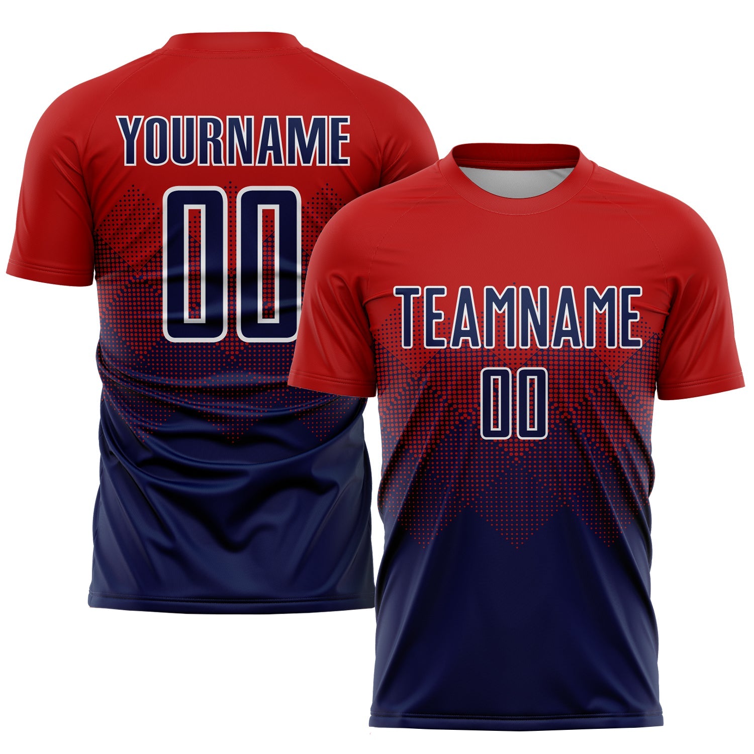 Custom Red Navy-White Sublimation Soccer Uniform Jersey - Main View