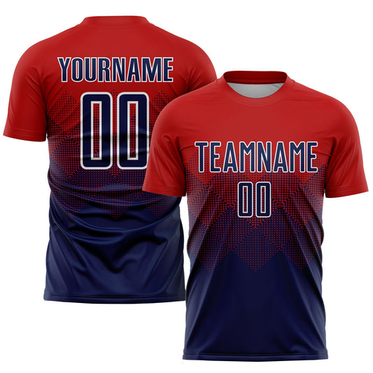 Custom Red Navy-White Sublimation Soccer Uniform Jersey - Main View