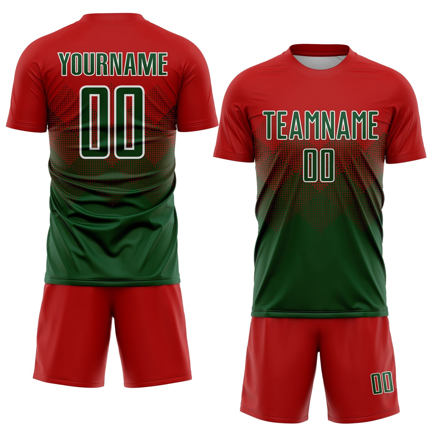 Custom Red Green-White Sublimation Soccer Uniform Jersey view 2