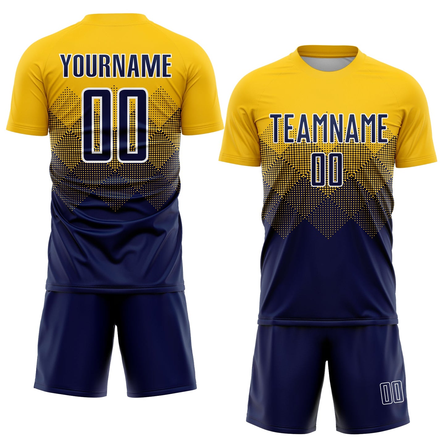 Custom Gold Navy-White Sublimation Soccer Uniform Jersey view 2