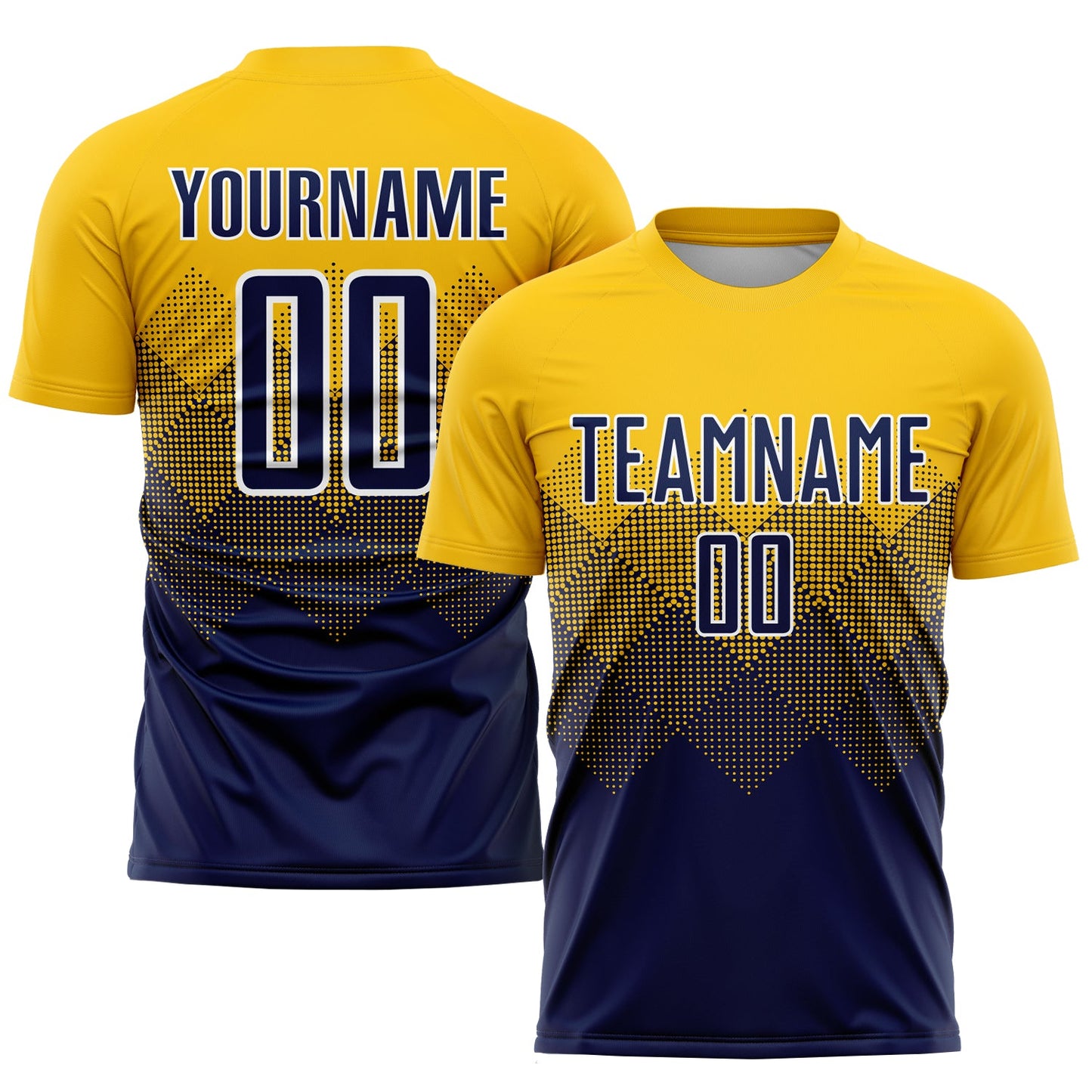 Custom Gold Navy-White Sublimation Soccer Uniform Jersey - Main View