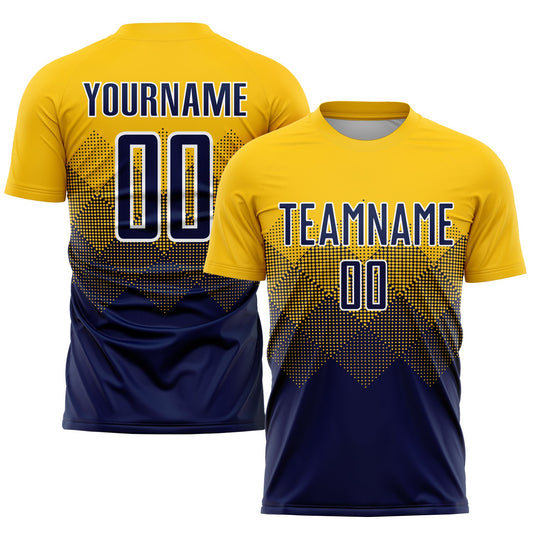 Custom Gold Navy-White Sublimation Soccer Uniform Jersey - Main View