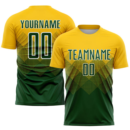 Custom Gold Green-White Sublimation Soccer Uniform Jersey - Main View