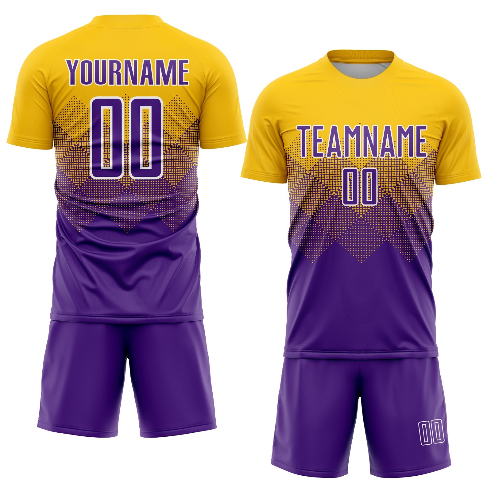 Custom Gold Purple-White Sublimation Soccer Uniform Jersey view 2