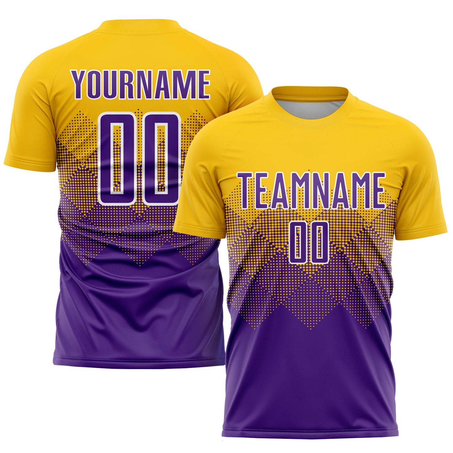 Custom Gold Purple-White Sublimation Soccer Uniform Jersey - Main View