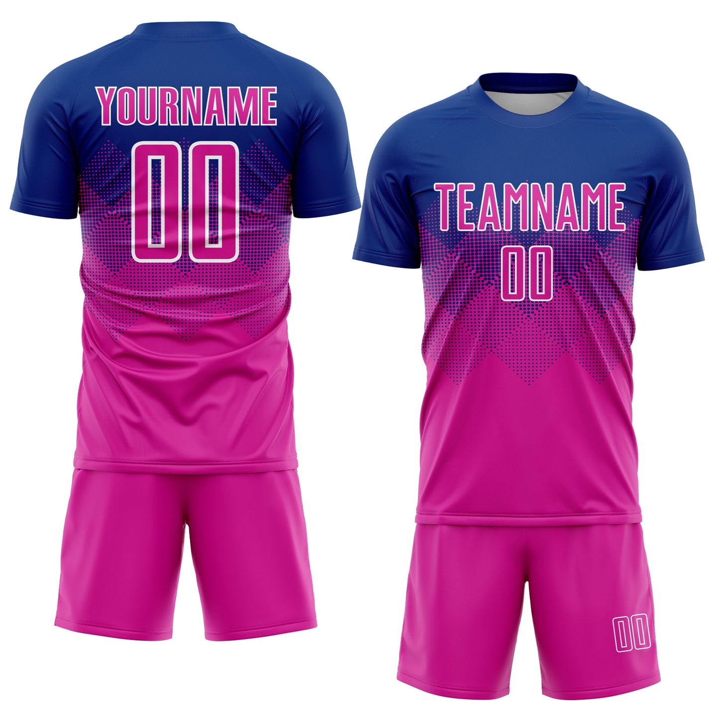 Custom Royal Deep Pink-White Sublimation Soccer Uniform Jersey view 2