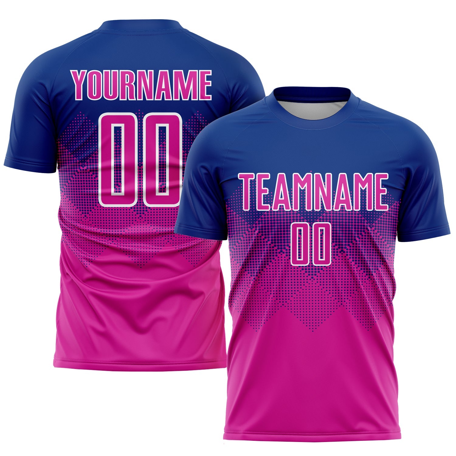 Custom Royal Deep Pink-White Sublimation Soccer Uniform Jersey - Main View