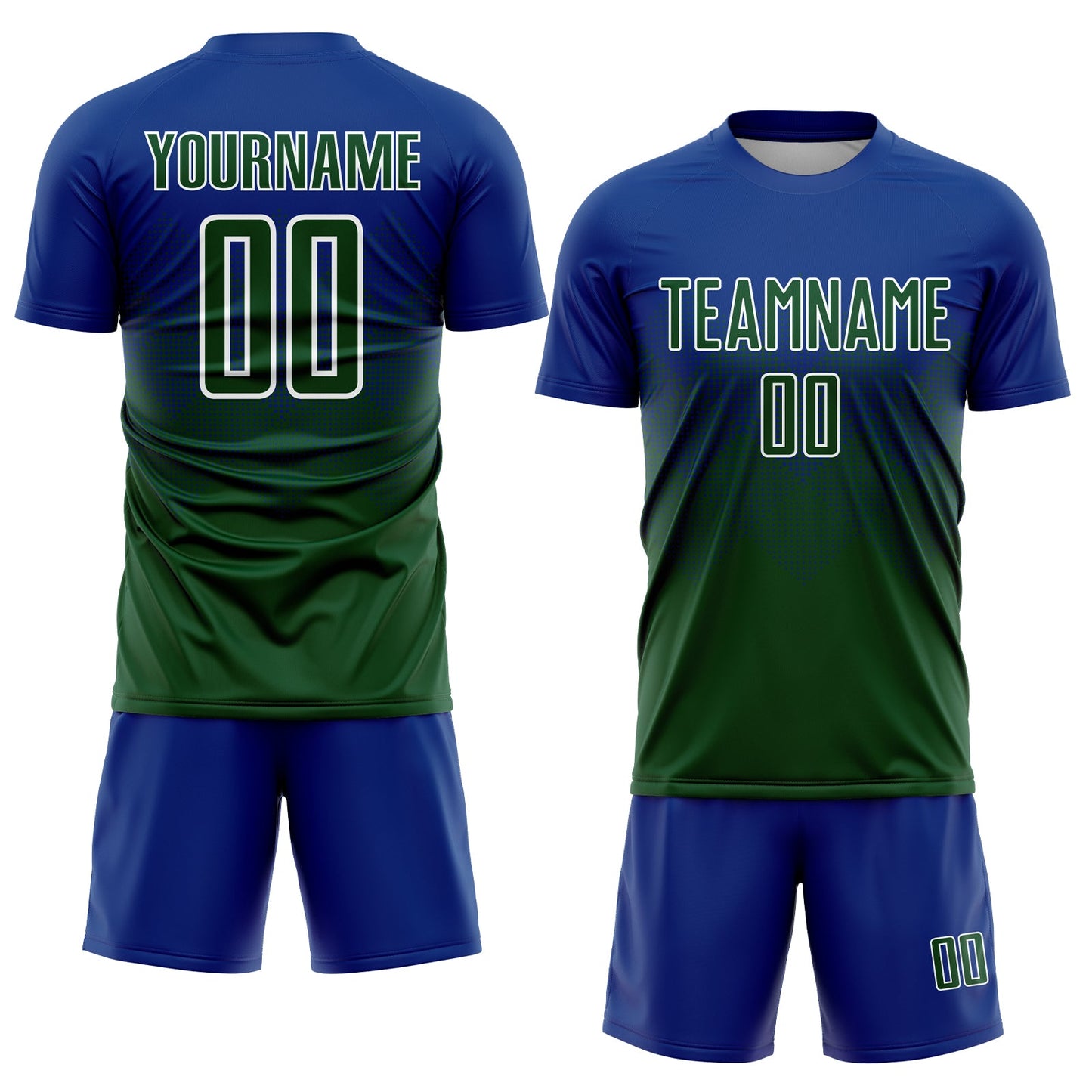 Custom Royal Green-White Sublimation Soccer Uniform Jersey view 2