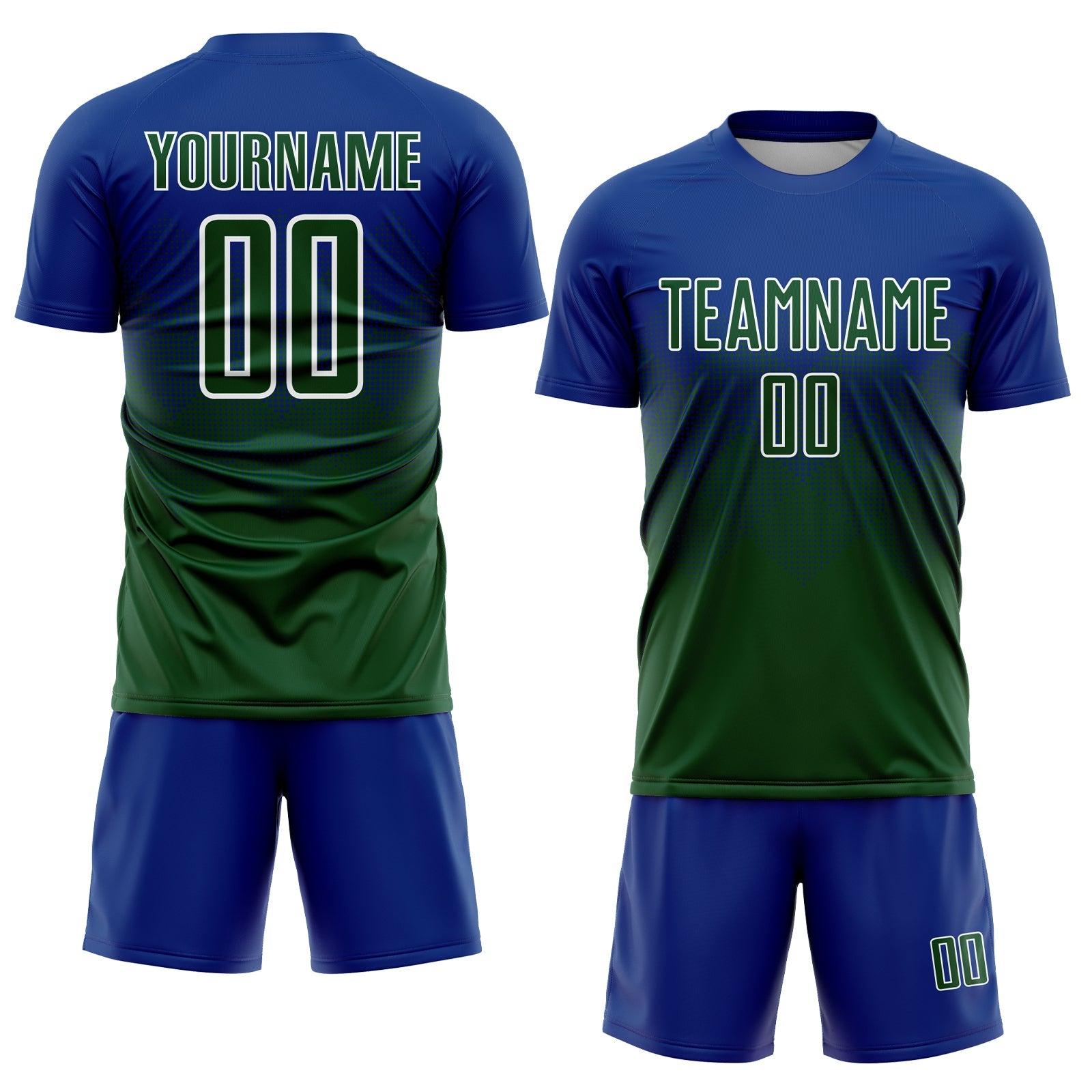 Custom Royal Green-White Sublimation Soccer Uniform Jersey view 2