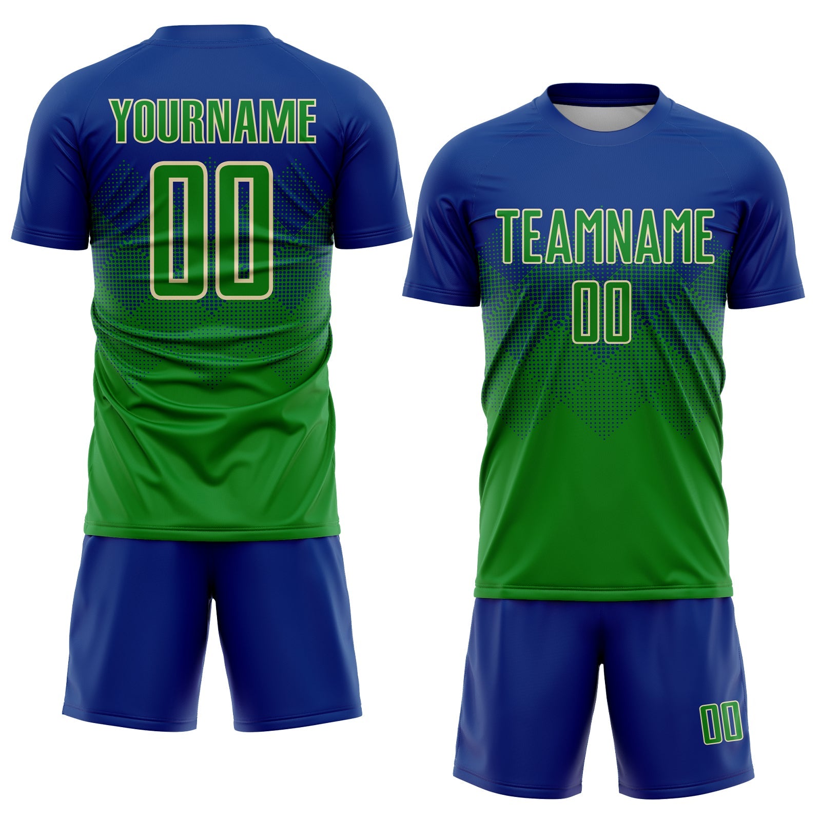 Custom Royal Keely Green-Cream Sublimation Soccer Uniform Jersey view 2
