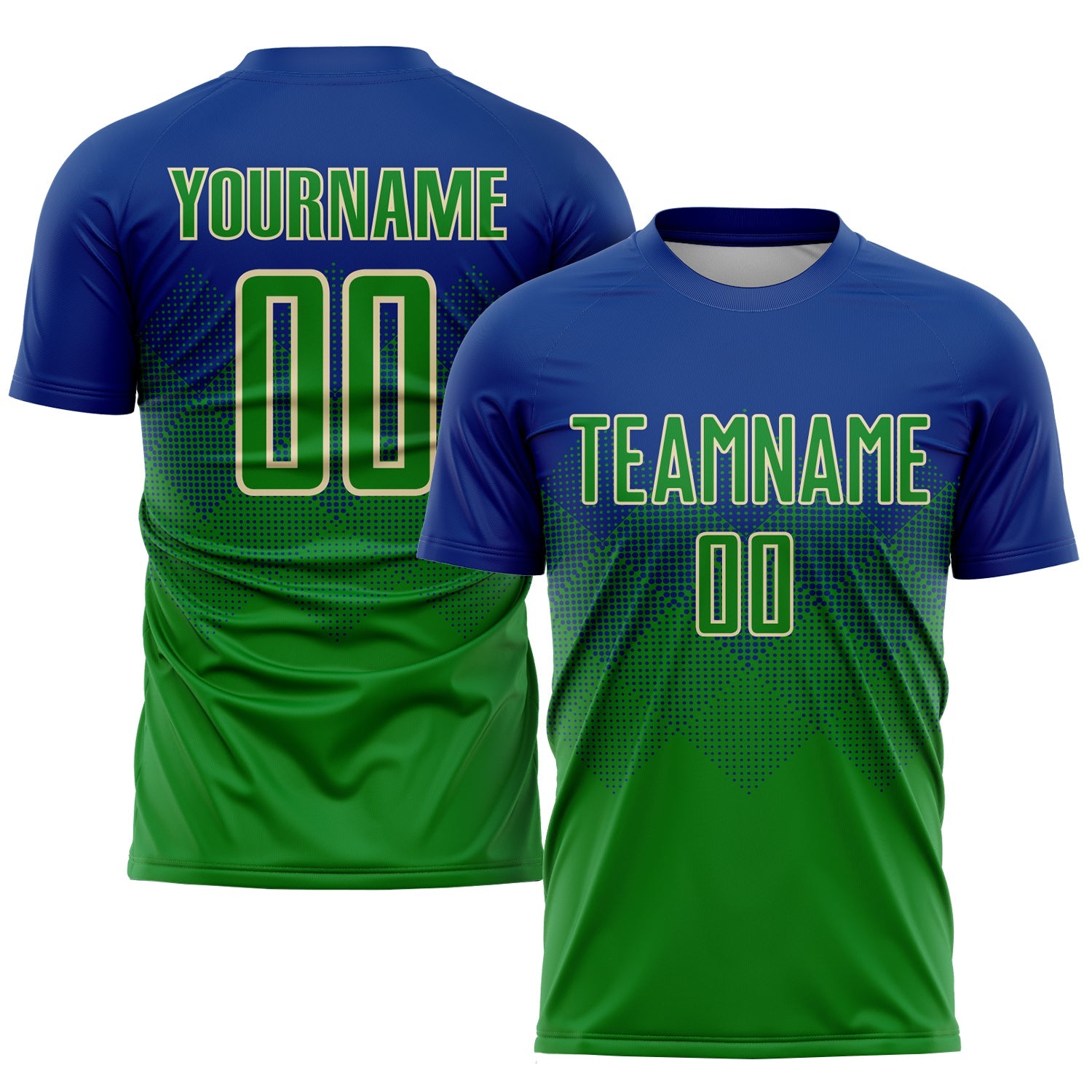 Custom Royal Keely Green-Cream Sublimation Soccer Uniform Jersey - Main View