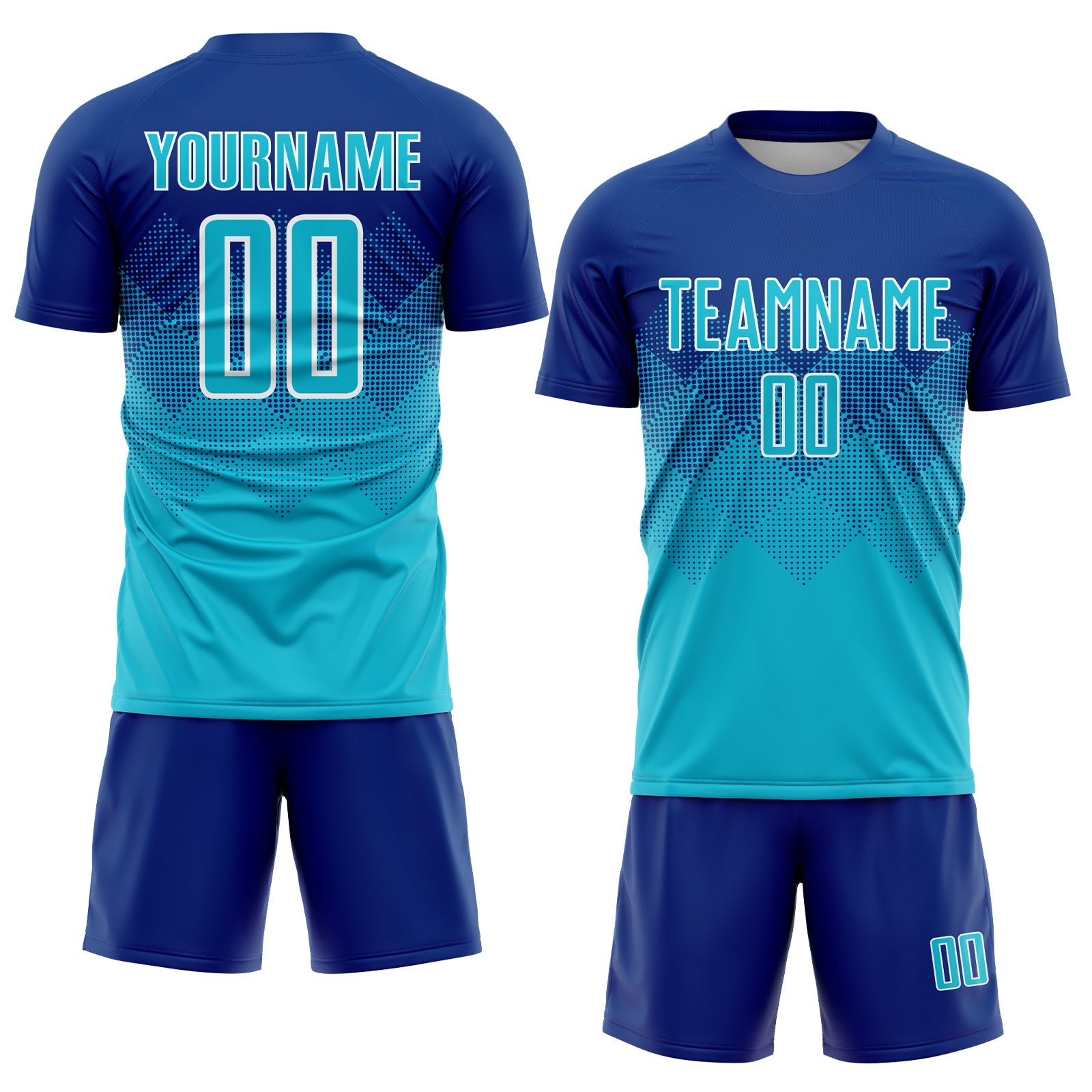 Custom Royal Lakes Blue-White Sublimation Soccer Uniform Jersey view 2