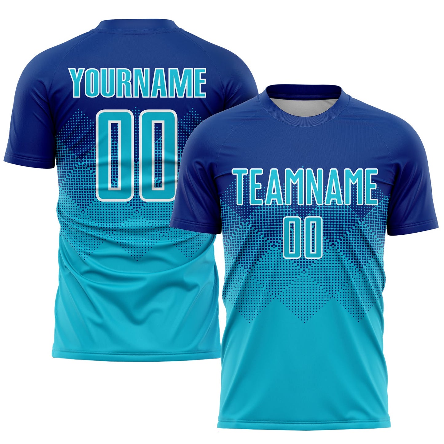 Custom Royal Lakes Blue-White Sublimation Soccer Uniform Jersey - Main View