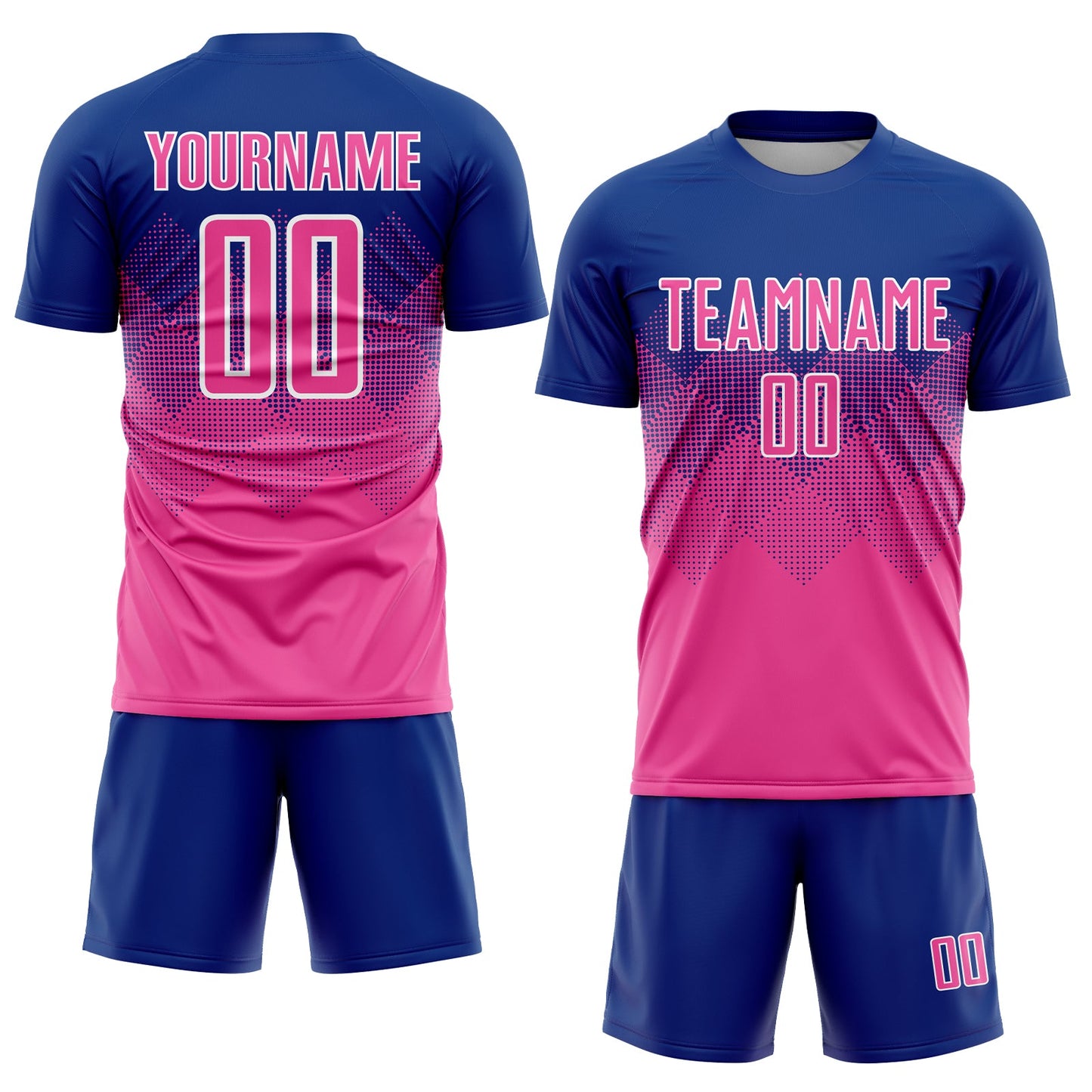 Custom Royal Pink-White Sublimation Soccer Uniform Jersey view 2