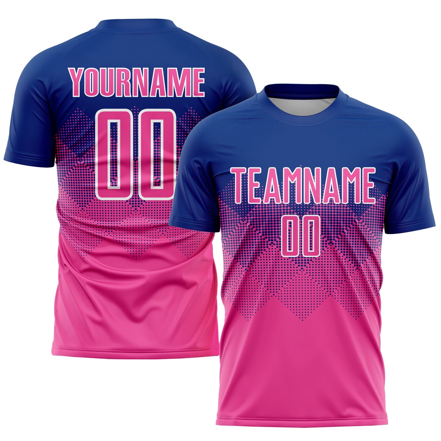 Custom Royal Pink-White Sublimation Soccer Uniform Jersey - Main View