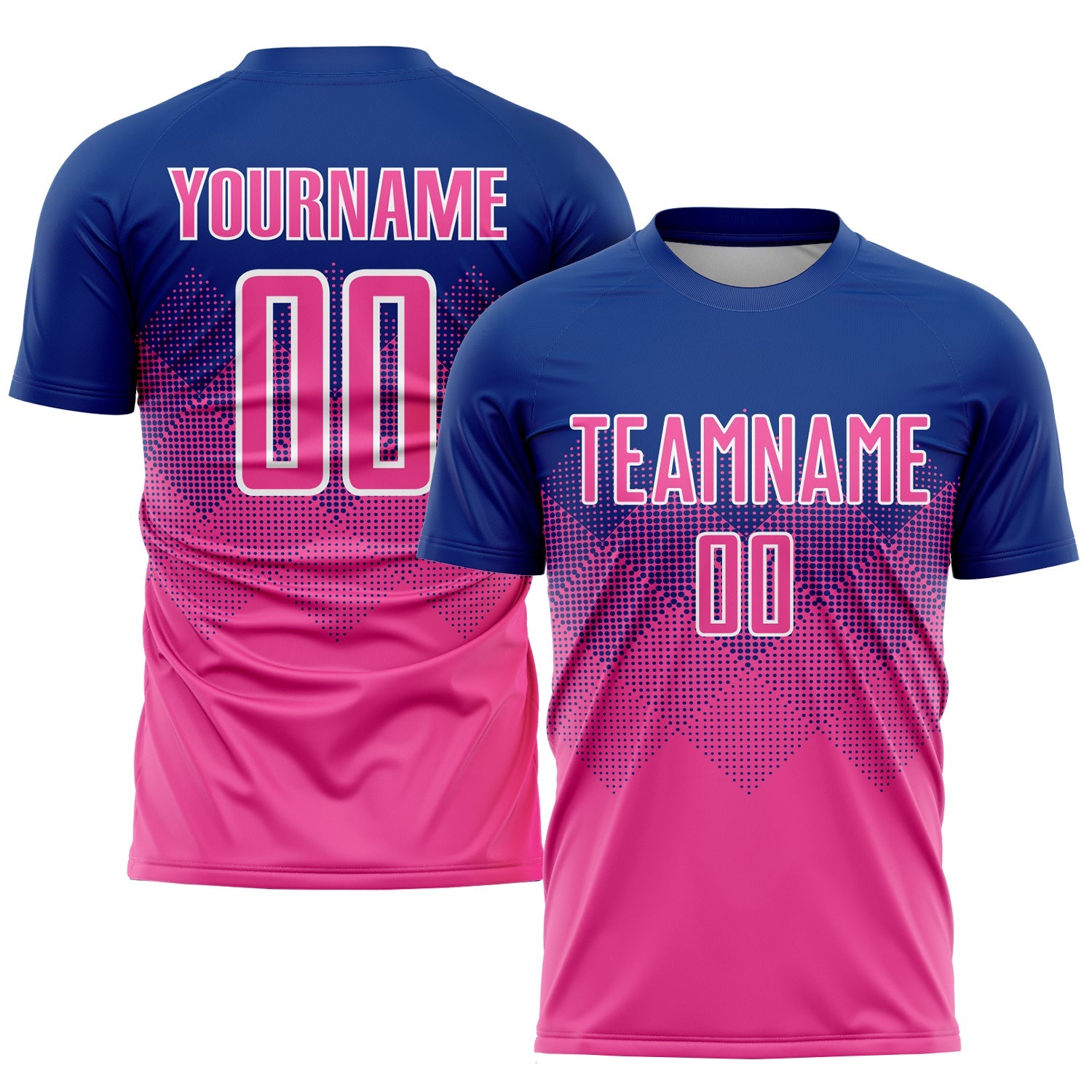 Custom Royal Pink-White Sublimation Soccer Uniform Jersey - Main View