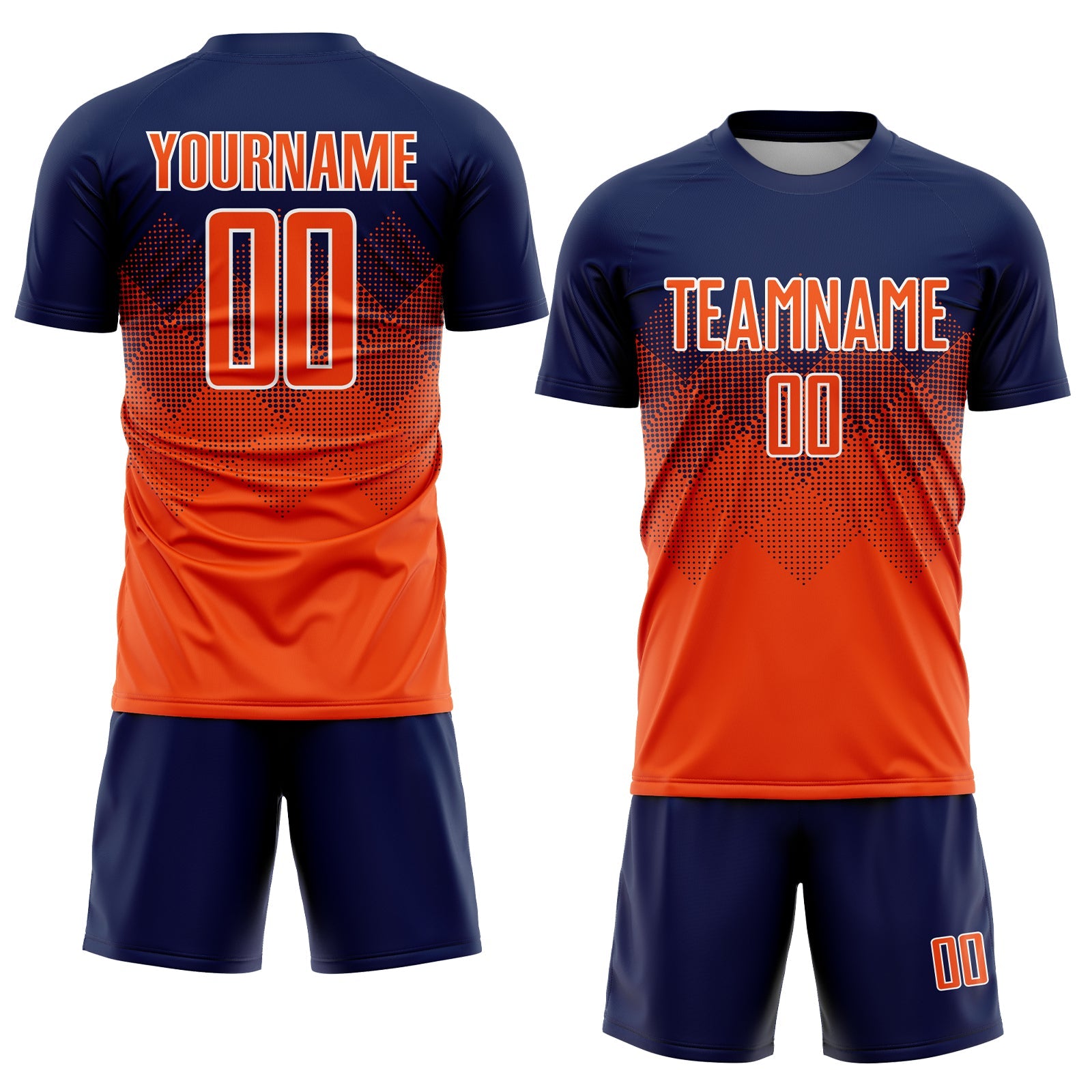 Custom Navy Orange-White Sublimation Soccer Uniform Jersey view 2