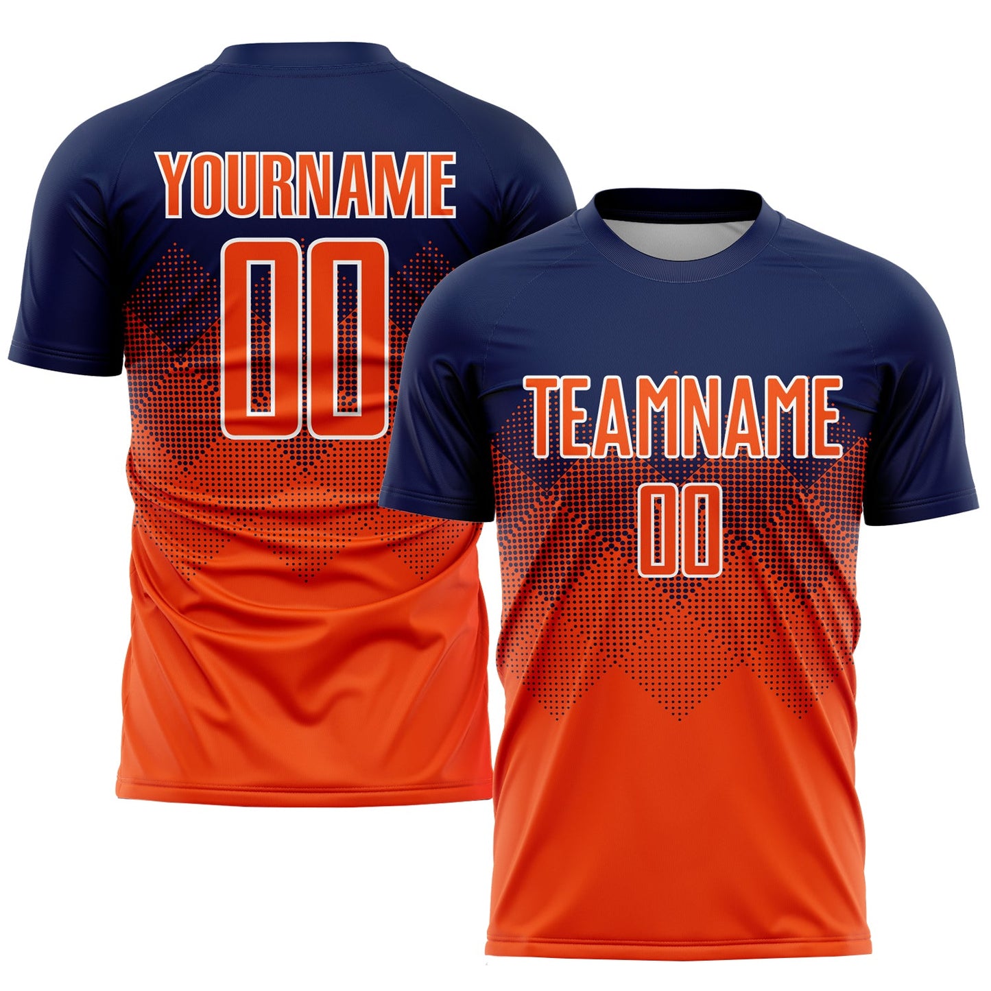 Custom Navy Orange-White Sublimation Soccer Uniform Jersey - Main View