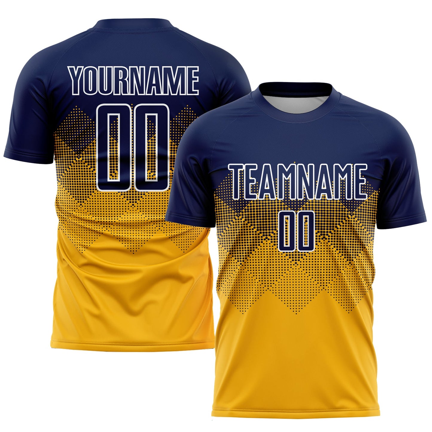 Custom Gold Navy-White Sublimation Soccer Uniform Jersey - Main View
