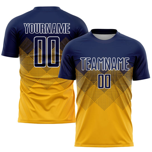Custom Gold Navy-White Sublimation Soccer Uniform Jersey - Main View