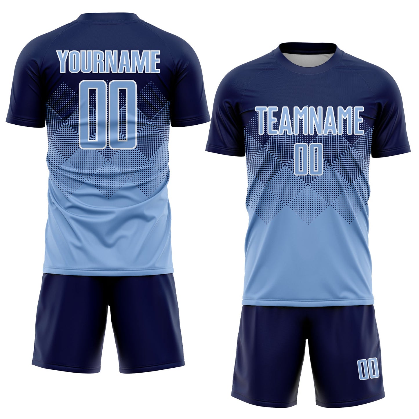 Custom Navy Light Blue-White Sublimation Soccer Uniform Jersey view 2