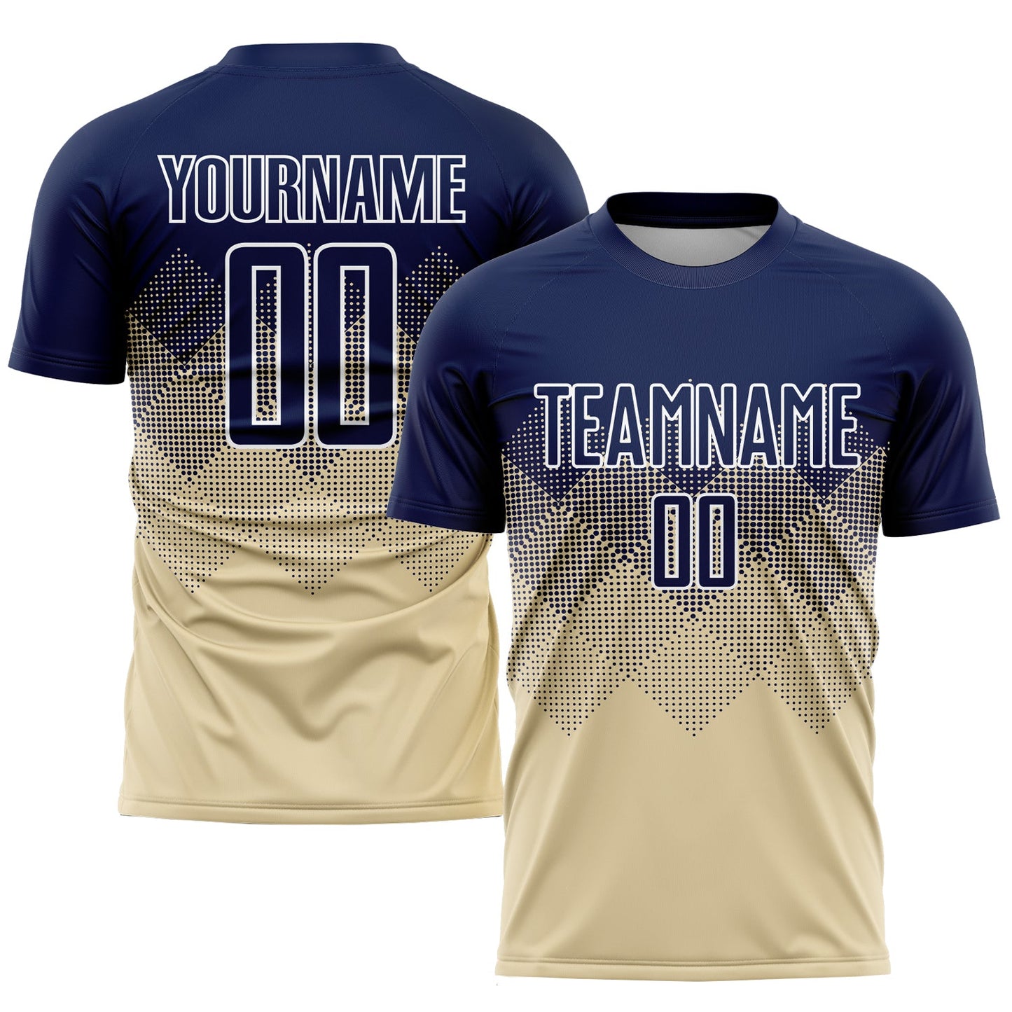 Custom Cream Navy-White Sublimation Soccer Uniform Jersey - Main View