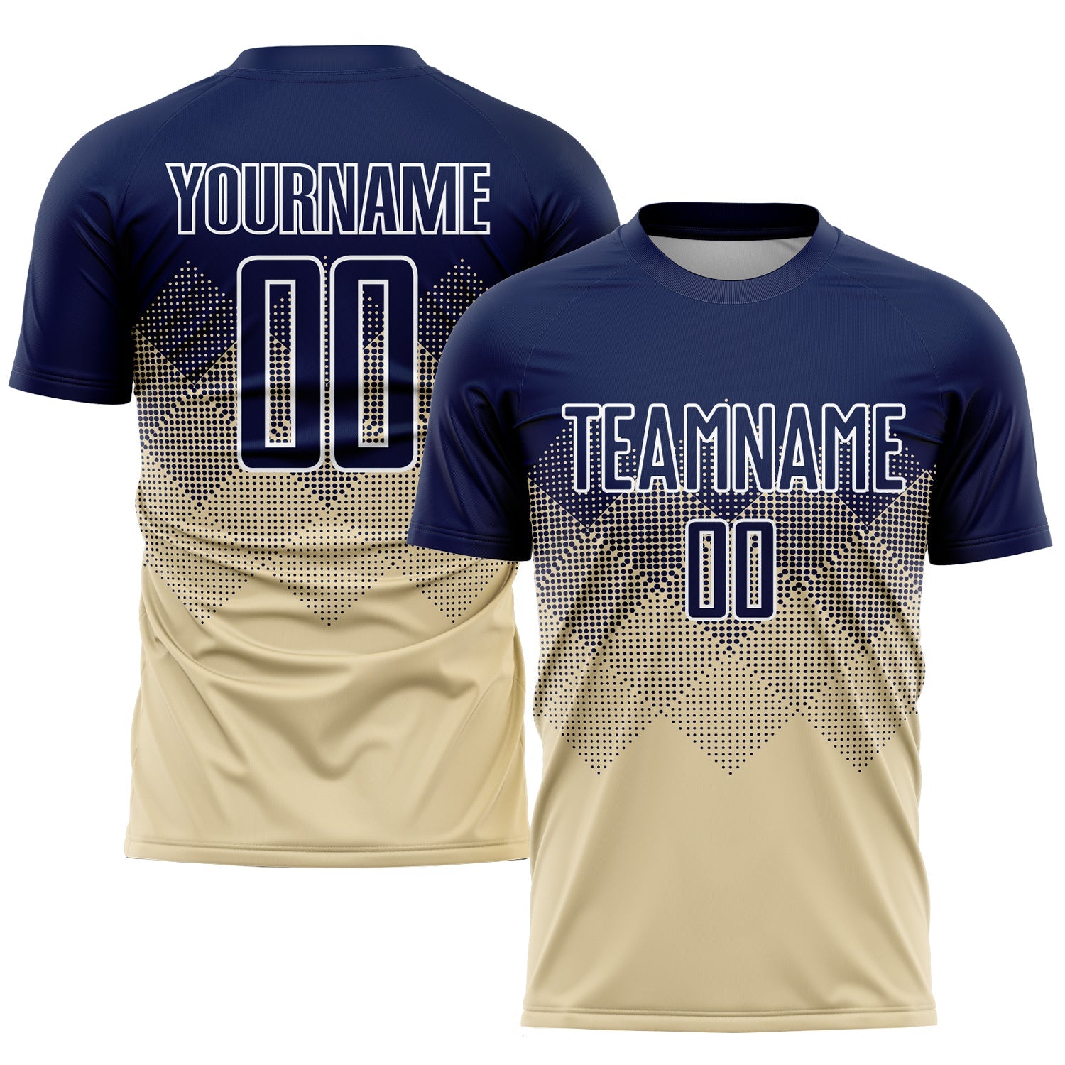 Custom Cream Navy-White Sublimation Soccer Uniform Jersey - Main View
