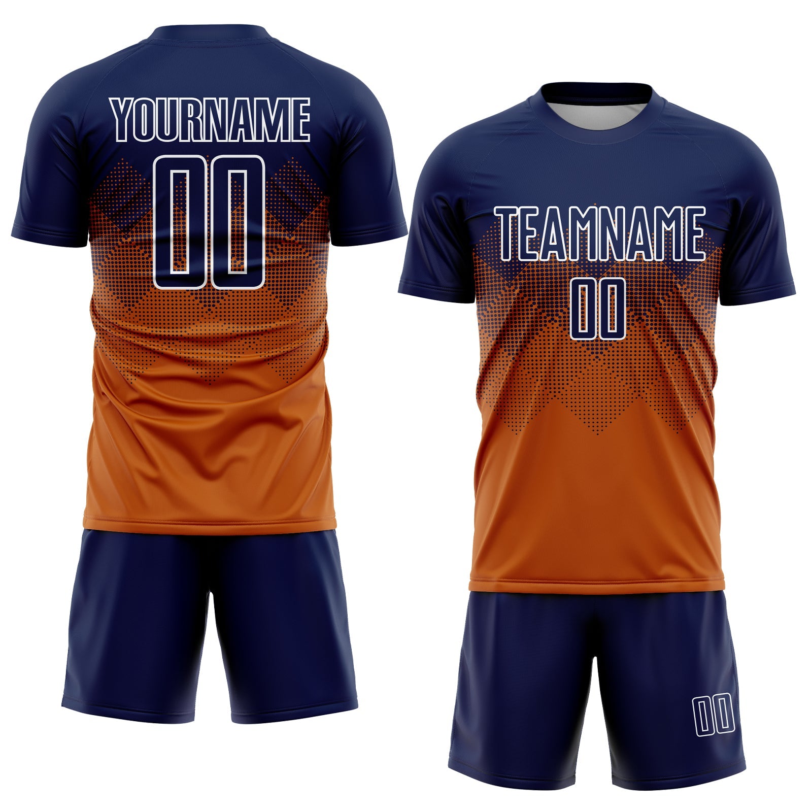 Custom Texas Orange Navy-White Sublimation Soccer Uniform Jersey view 2