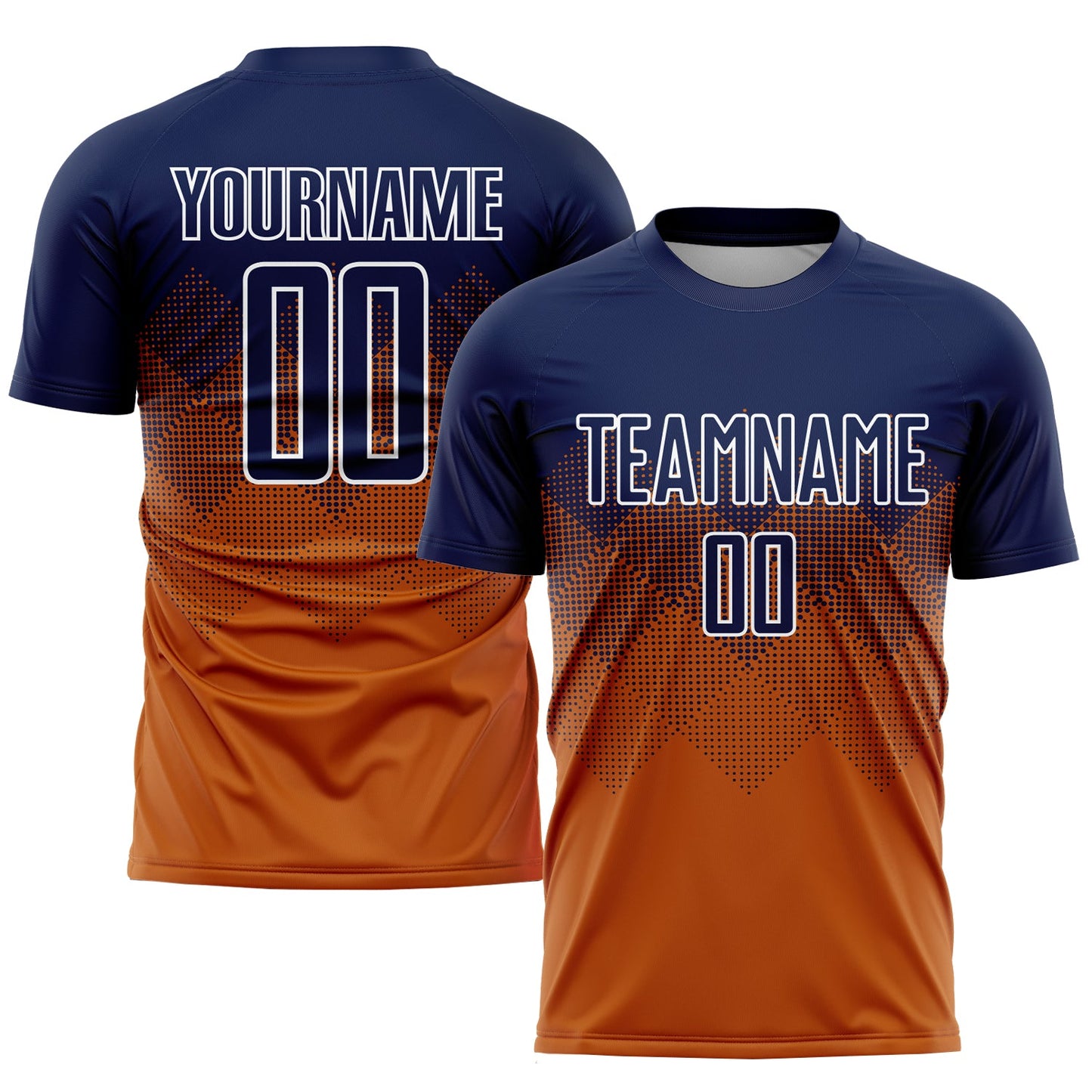 Custom Texas Orange Navy-White Sublimation Soccer Uniform Jersey - Main View