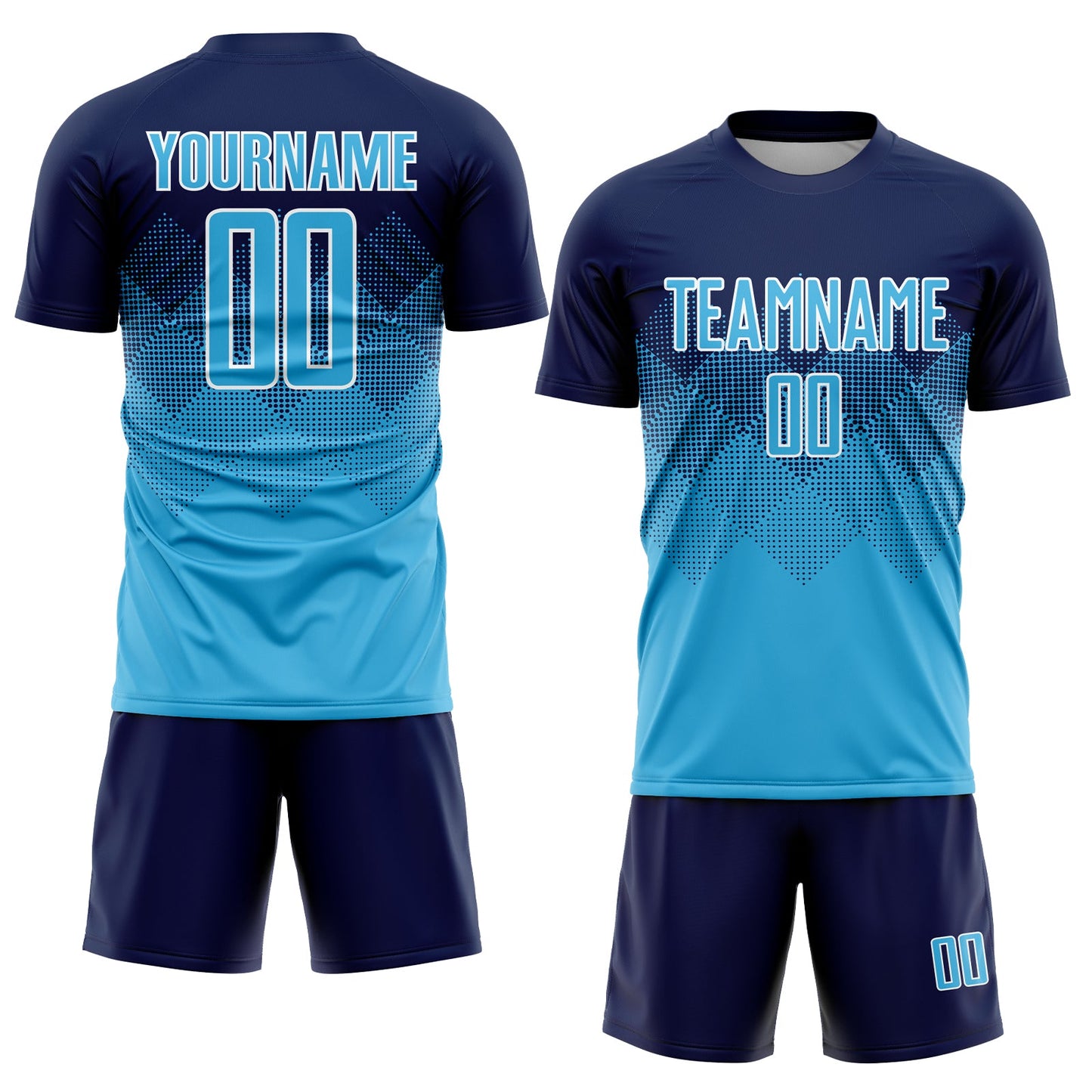 Custom Navy Sky Blue-White Sublimation Soccer Uniform Jersey view 2