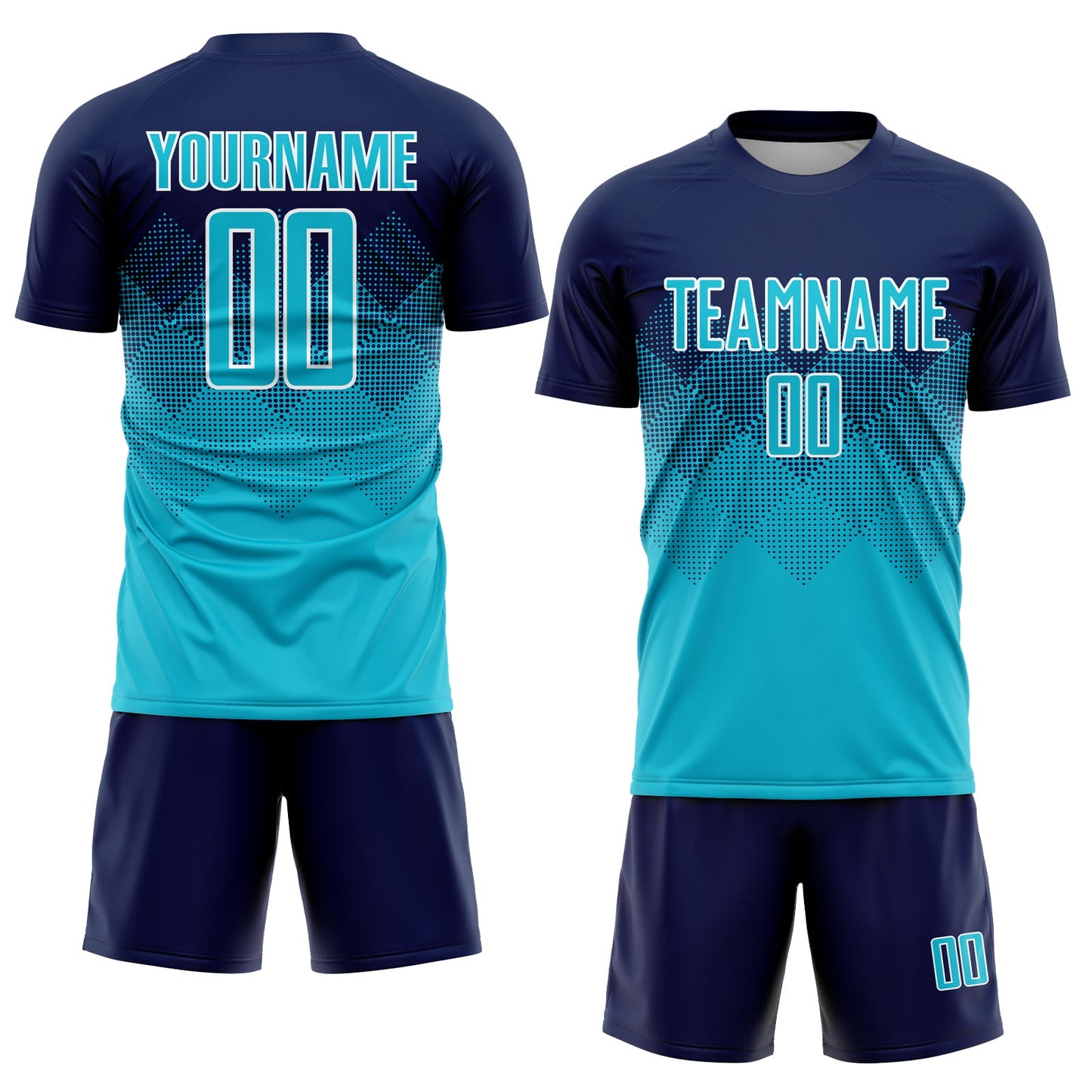 Custom Navy Lakes Blue-White Sublimation Soccer Uniform Jersey view 2