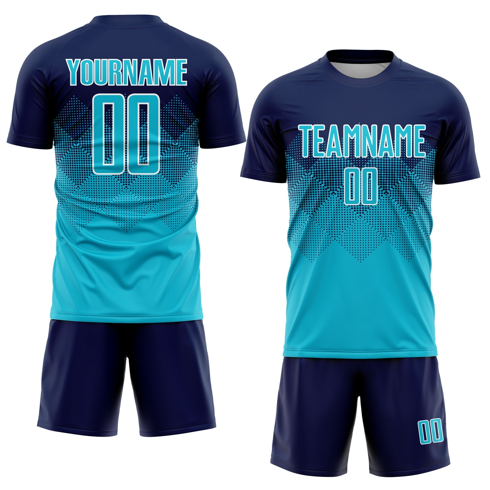 Custom Navy Lakes Blue-White Sublimation Soccer Uniform Jersey view 2