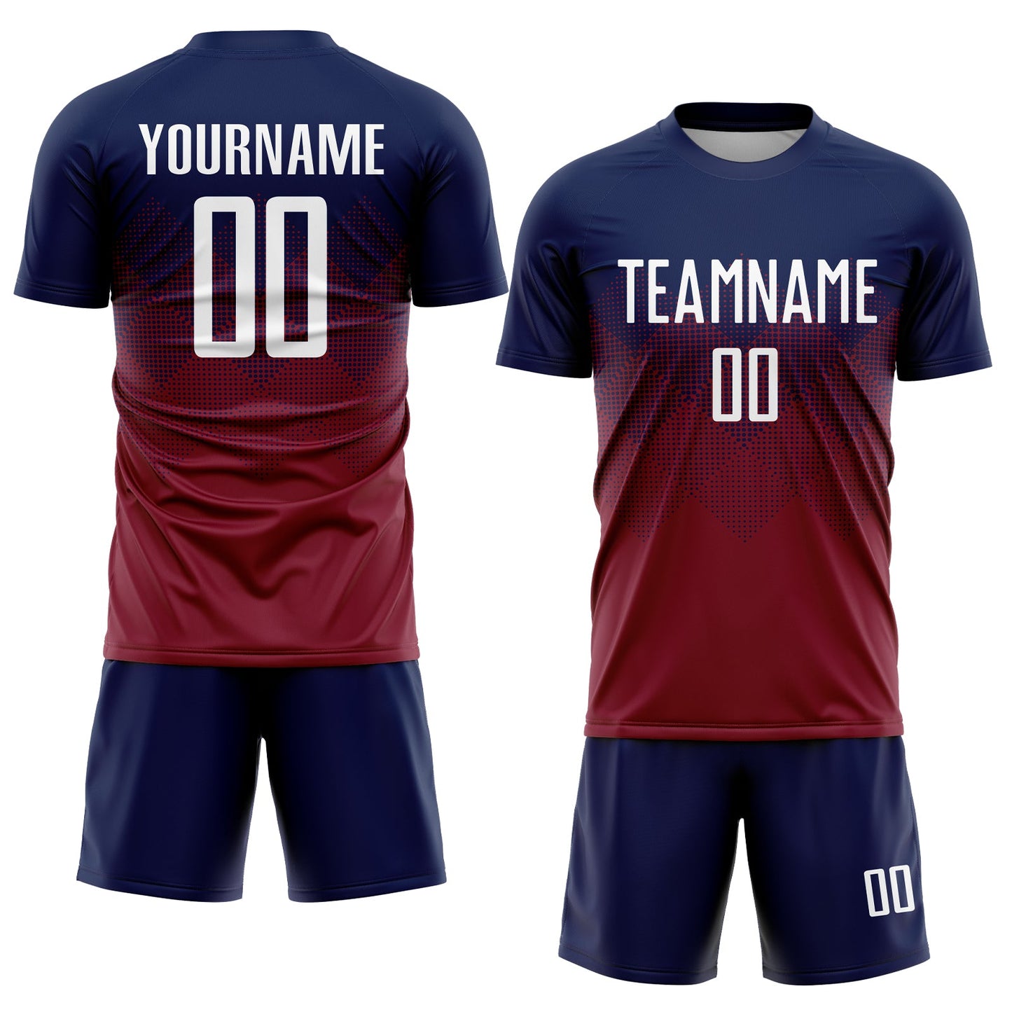 Custom Navy White-Crimson Sublimation Soccer Uniform Jersey view 2