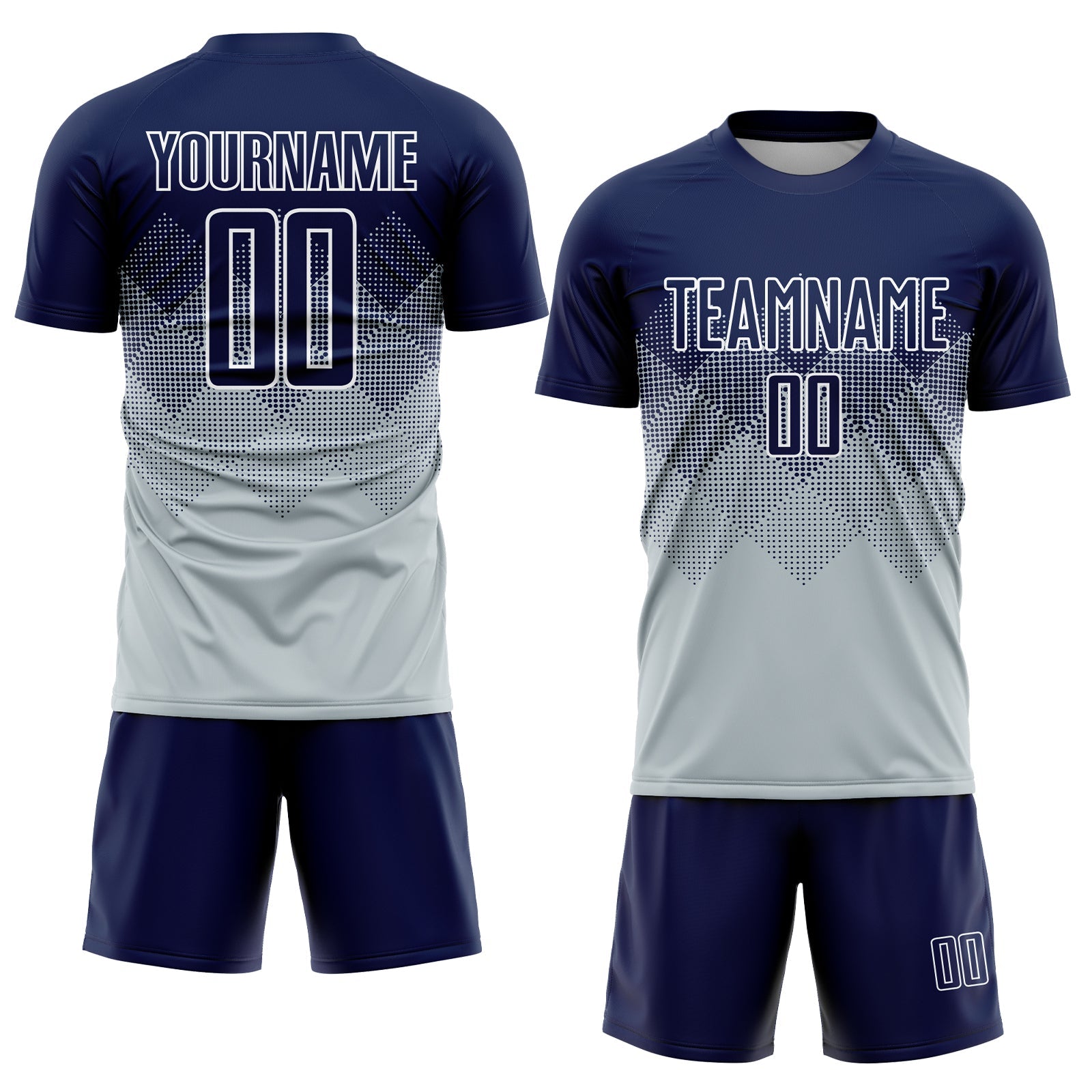 Custom Silver Navy-White Sublimation Soccer Uniform Jersey view 2