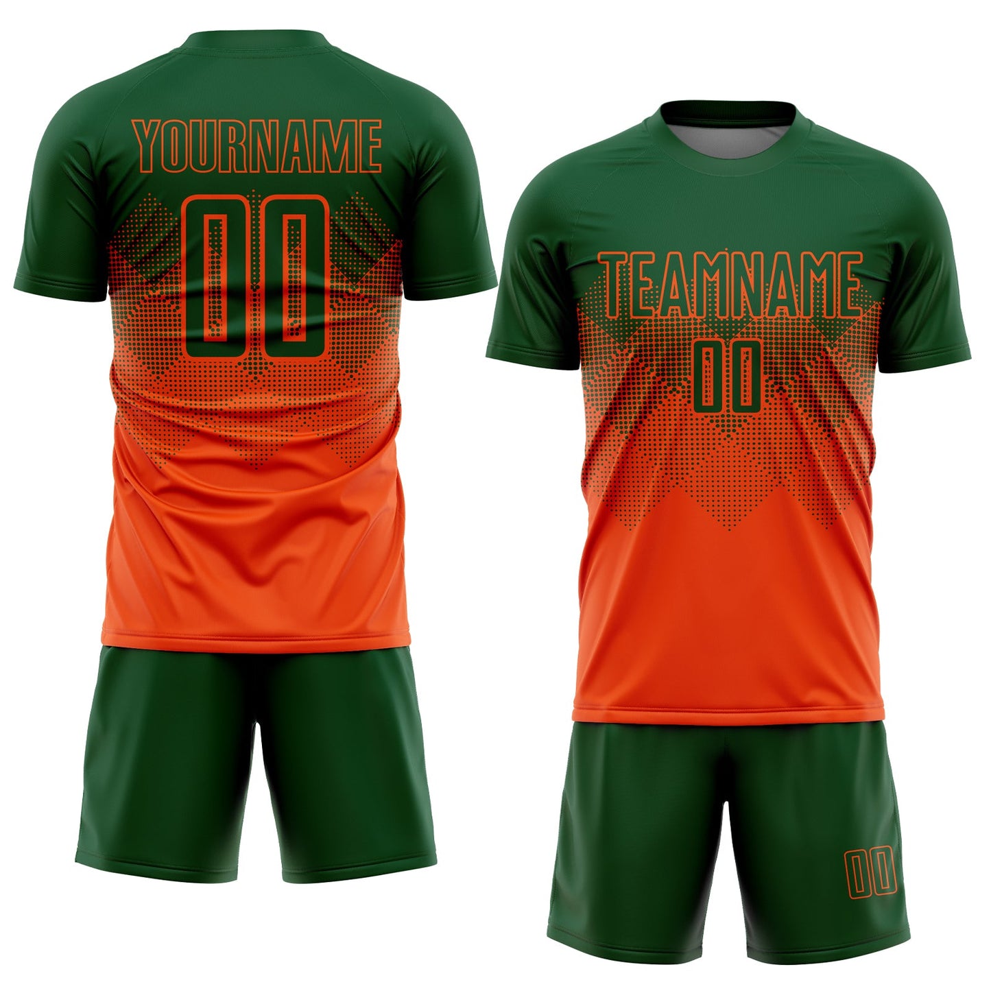 Custom Orange Green Sublimation Soccer Uniform Jersey view 2