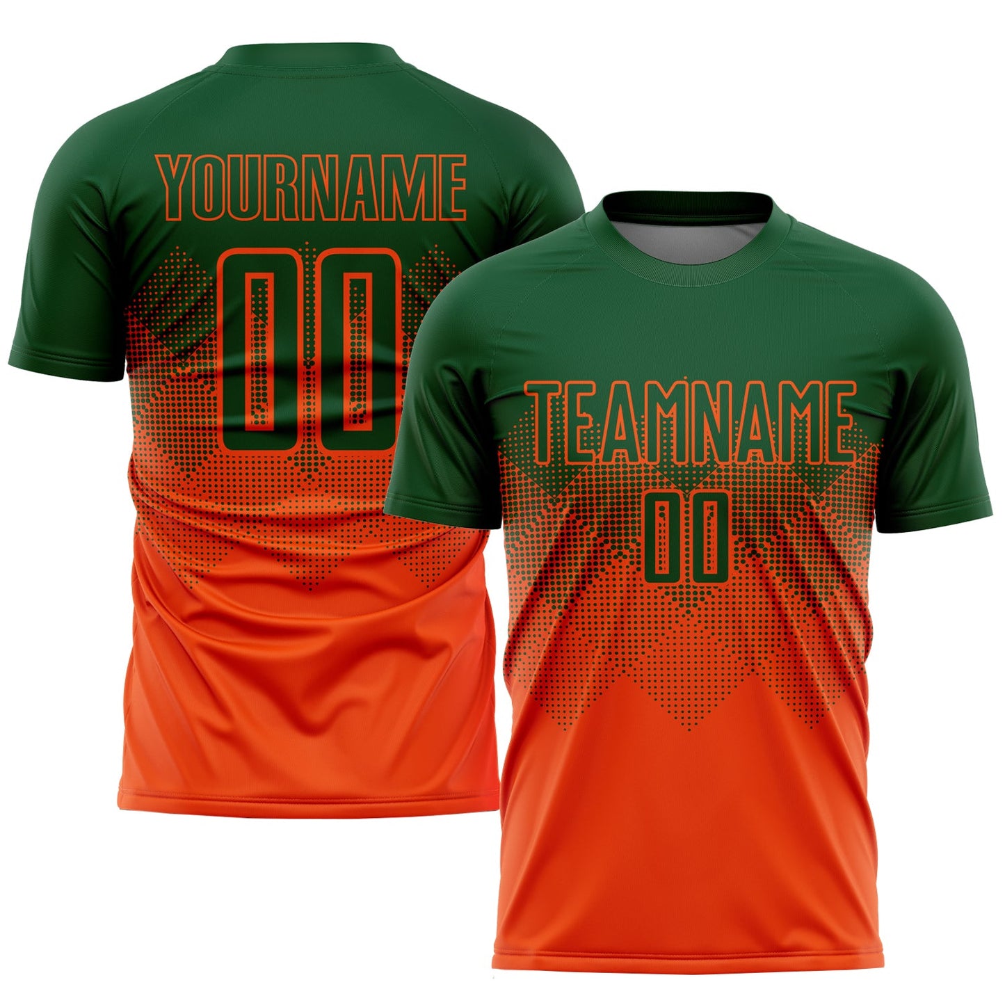 Custom Orange Green Sublimation Soccer Uniform Jersey - Main View