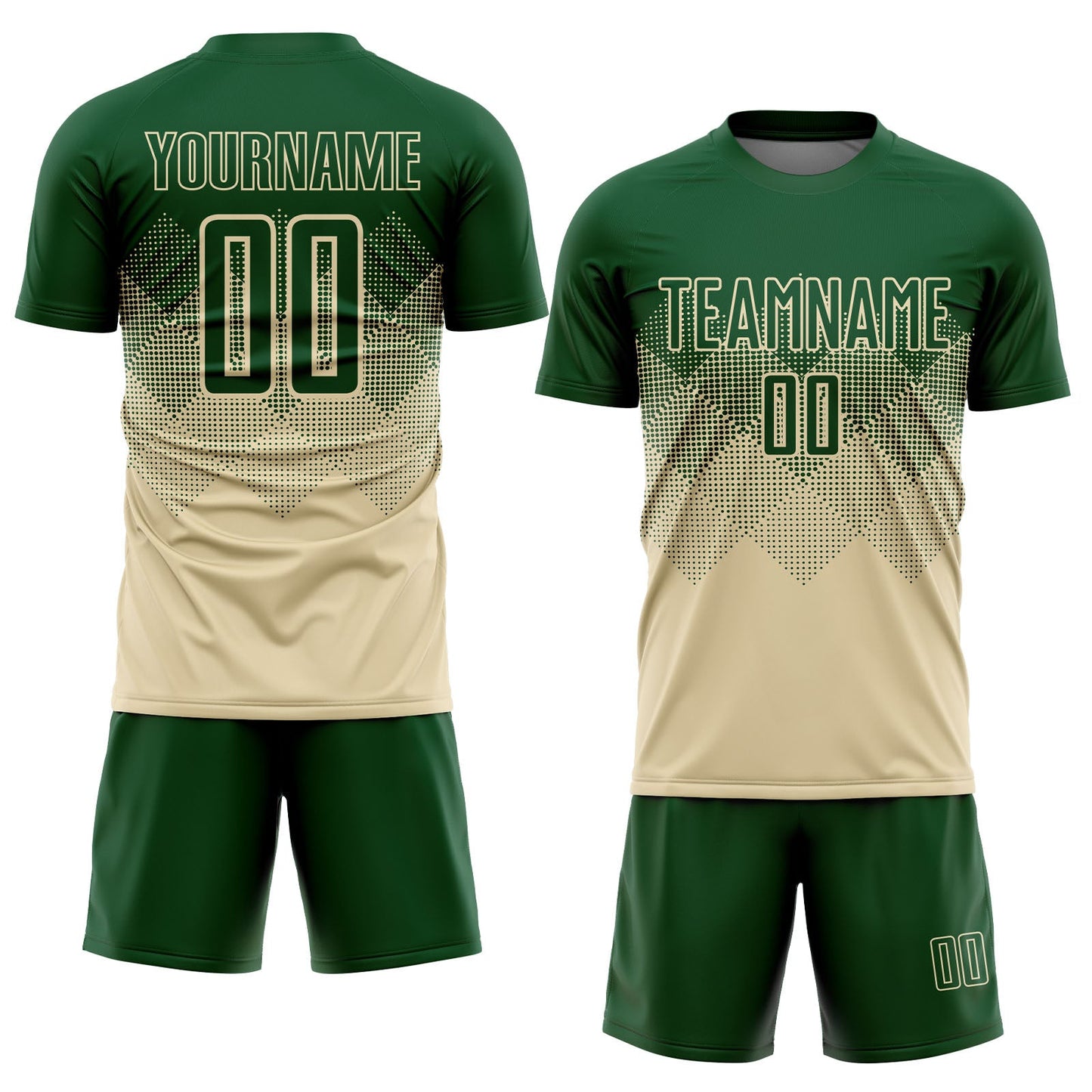 Custom Cream Green Sublimation Soccer Uniform Jersey view 2