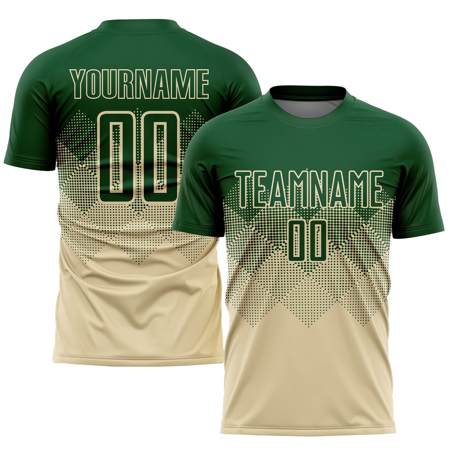 Custom Cream Green Sublimation Soccer Uniform Jersey - Main View