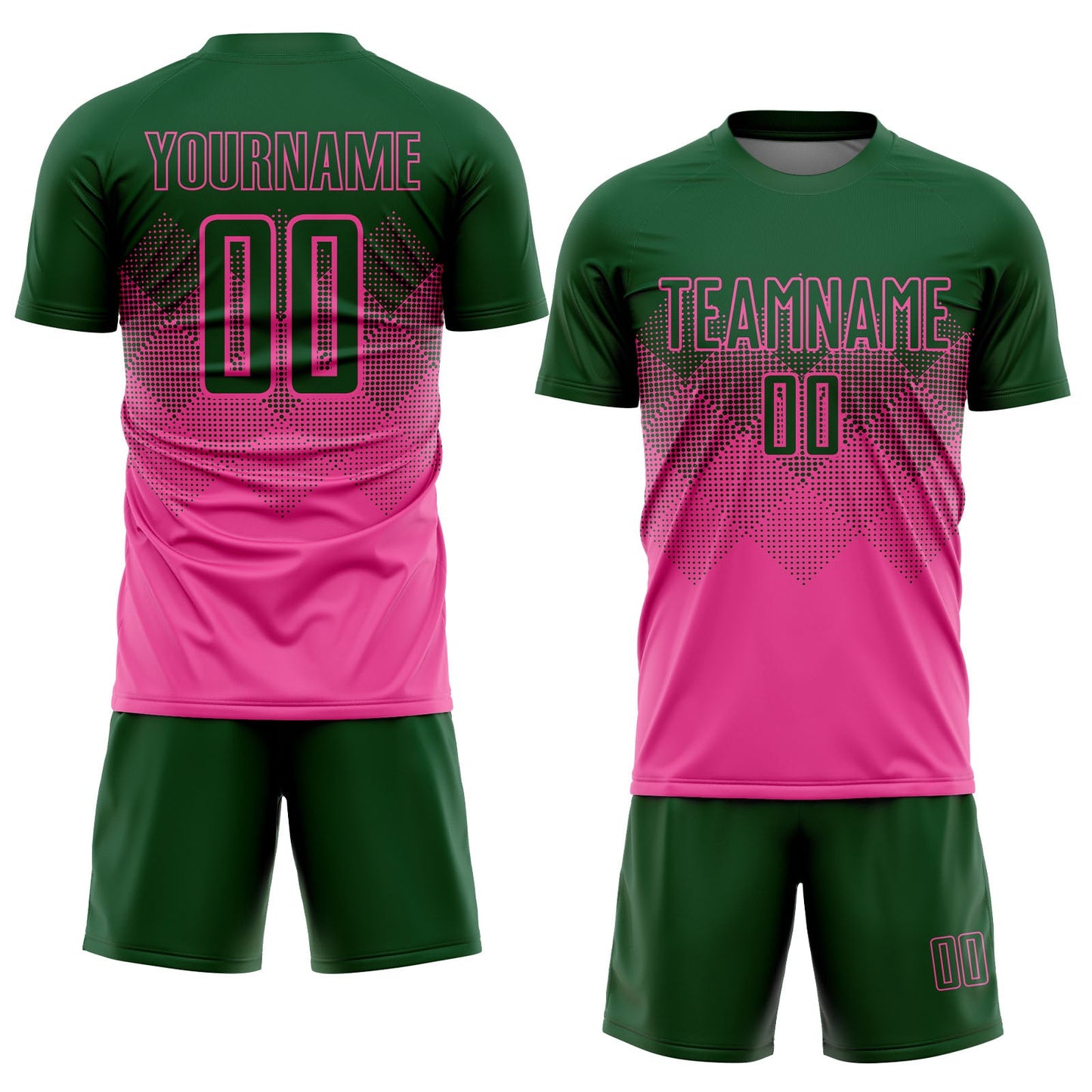 Custom Pink Green Sublimation Soccer Uniform Jersey view 2