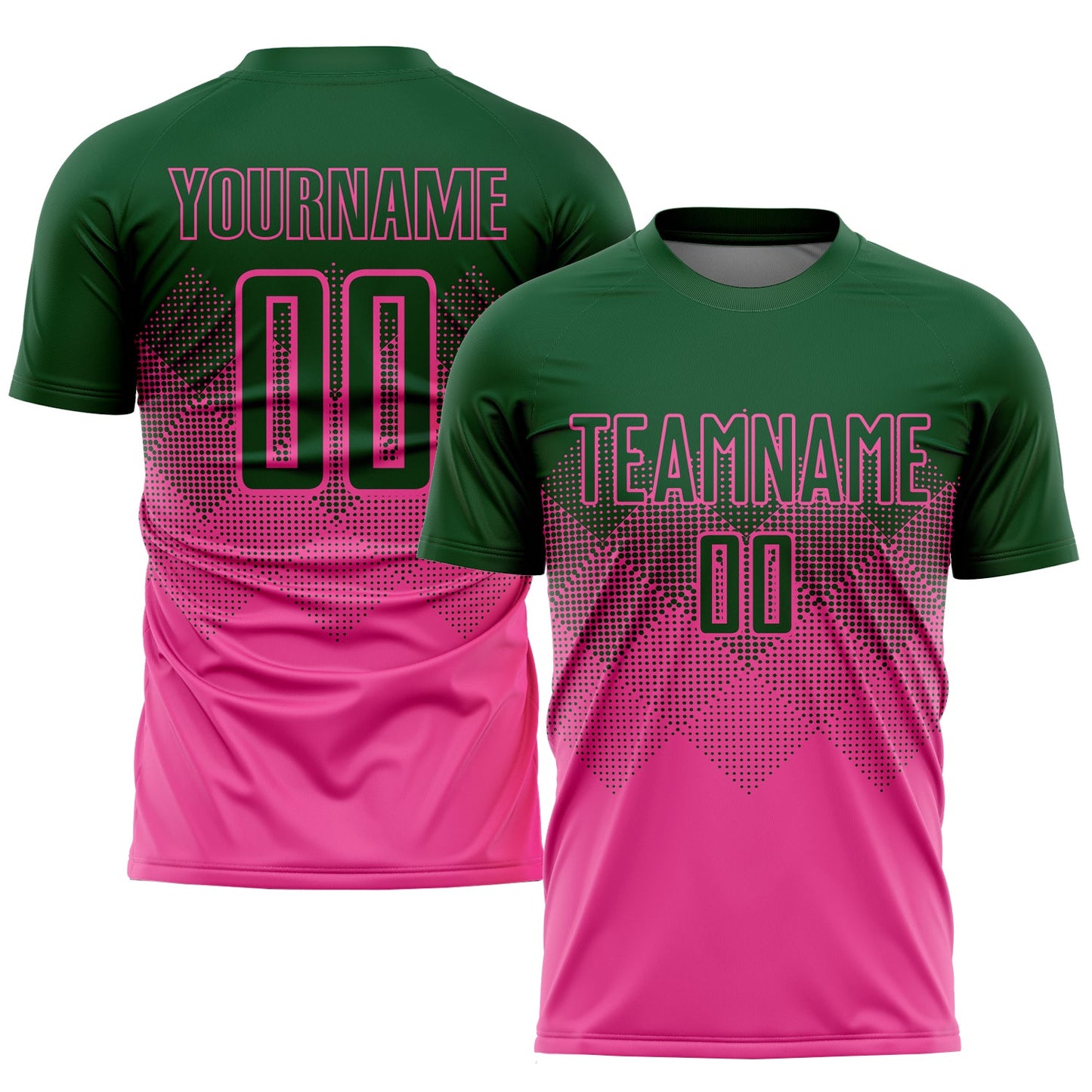 Custom Pink Green Sublimation Soccer Uniform Jersey - Main View