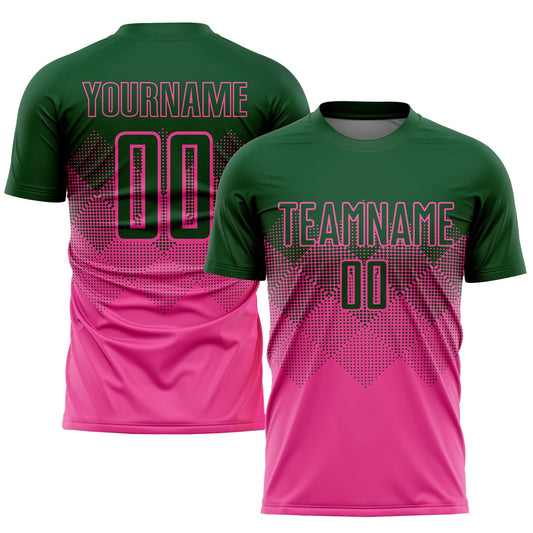 Custom Pink Green Sublimation Soccer Uniform Jersey - Main View