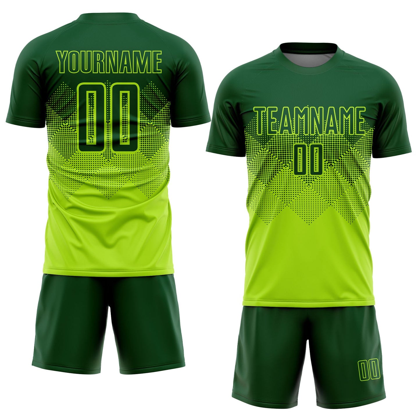 Custom Neon Green Green Sublimation Soccer Uniform Jersey view 2