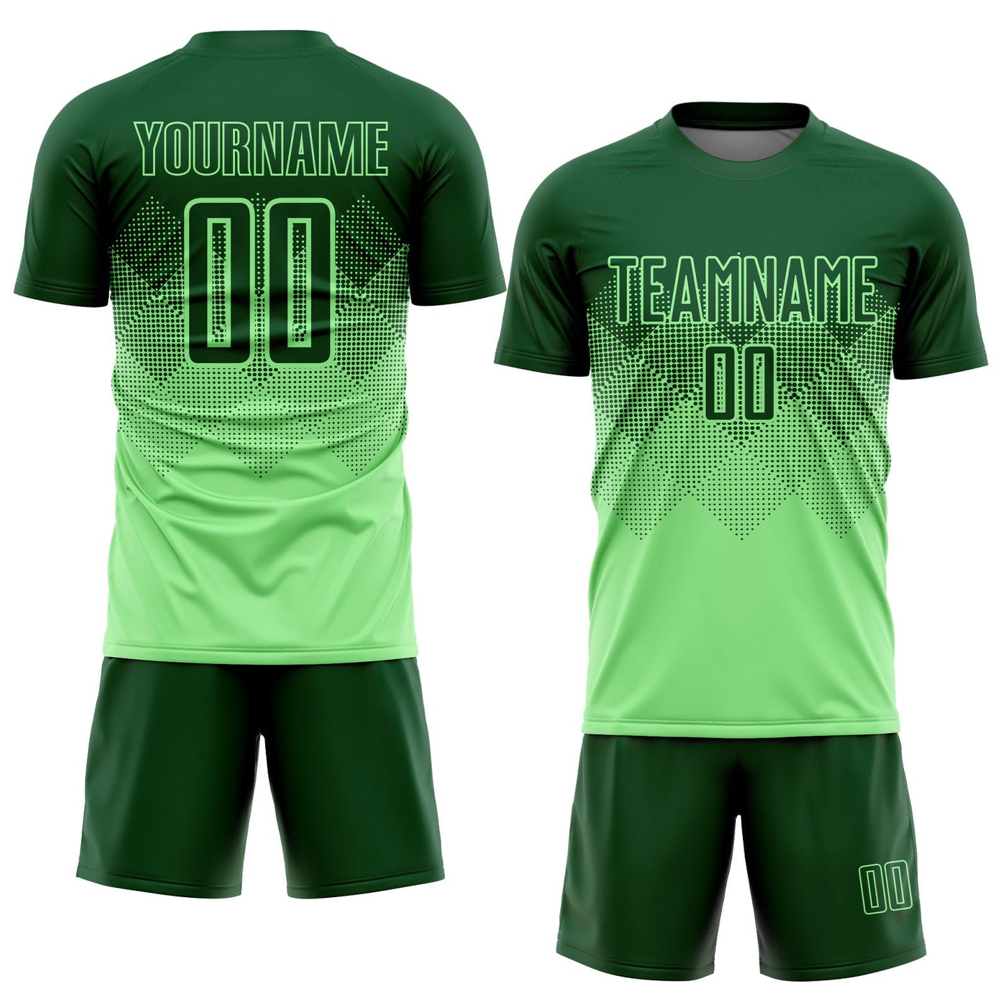 Custom Pea Green Green Sublimation Soccer Uniform Jersey view 2