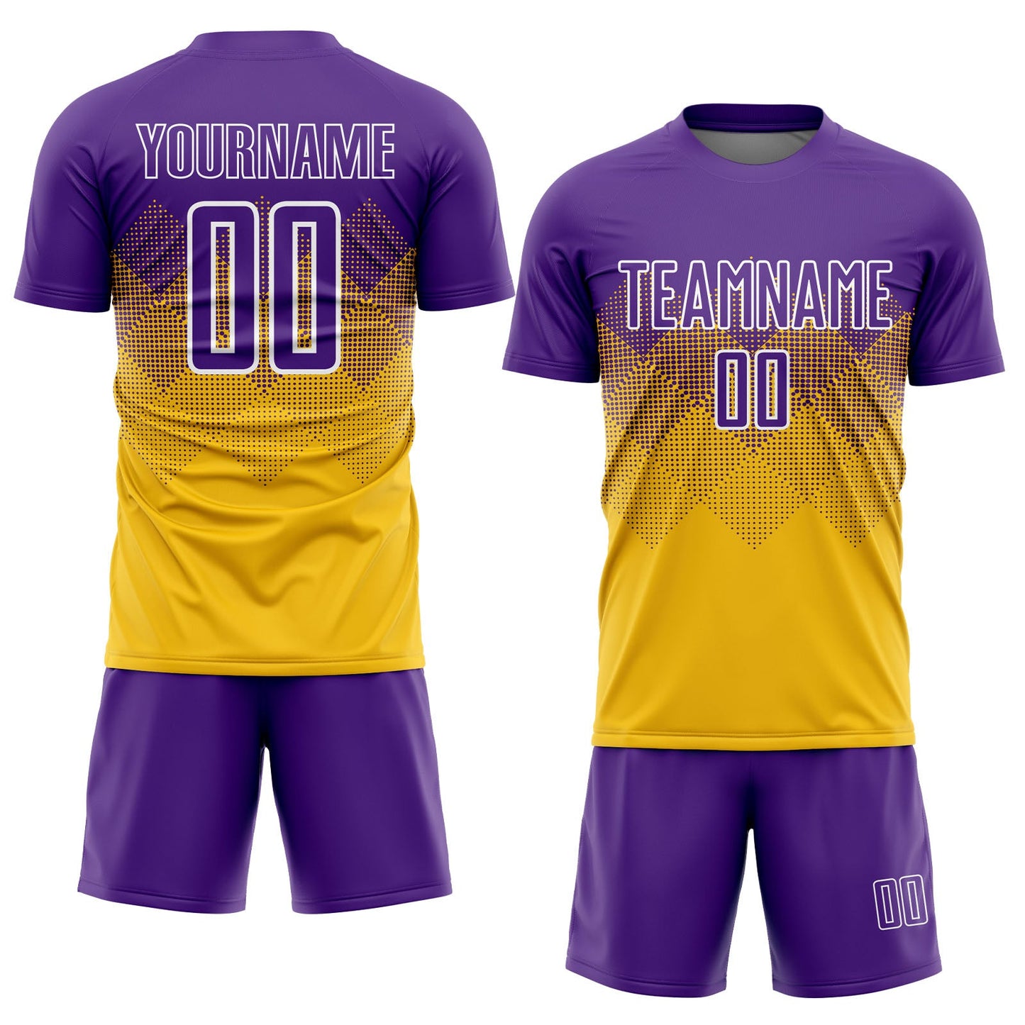 Custom Gold Purple-White Sublimation Soccer Uniform Jersey view 2