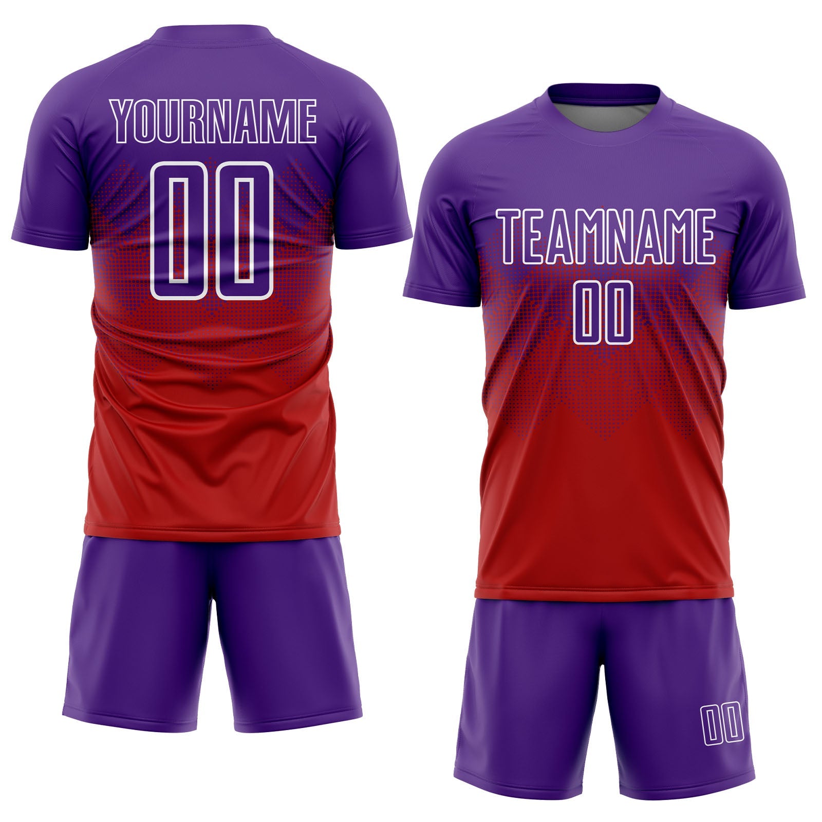 Custom Red Purple-White Sublimation Soccer Uniform Jersey view 2
