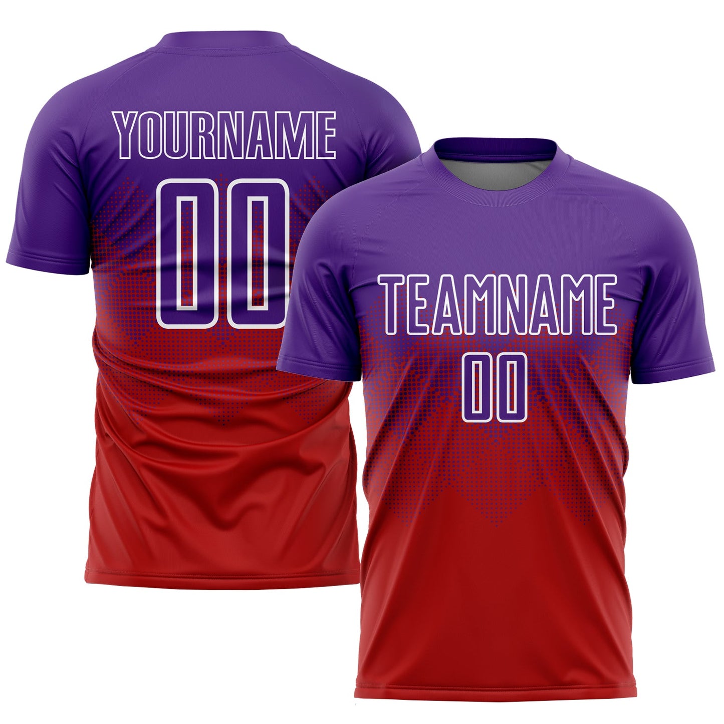 Custom Red Purple-White Sublimation Soccer Uniform Jersey - Main View