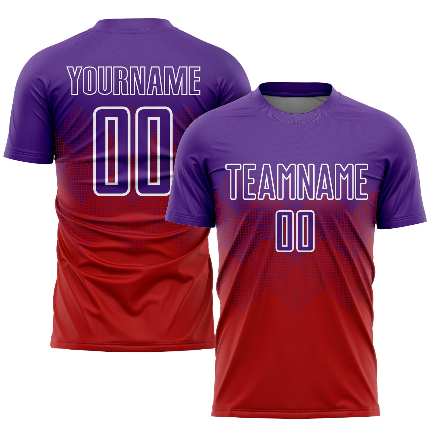 Custom Red Purple-White Sublimation Soccer Uniform Jersey - Main View